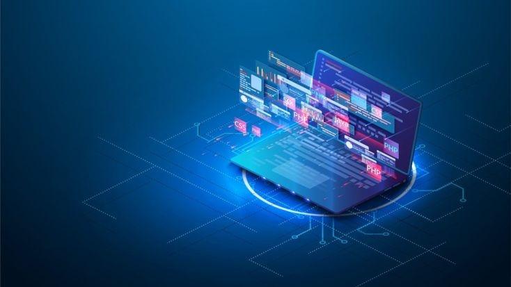 Mobile app development process showing collaborative team environment